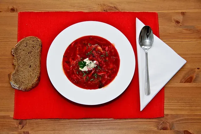 Clear red beet soup