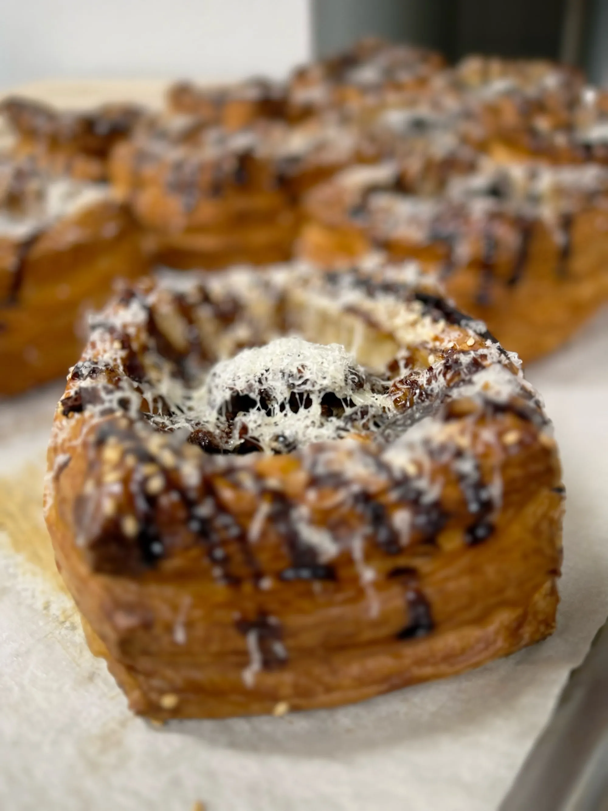 Chocolate-swirled laminated pastries from Bread & Culture