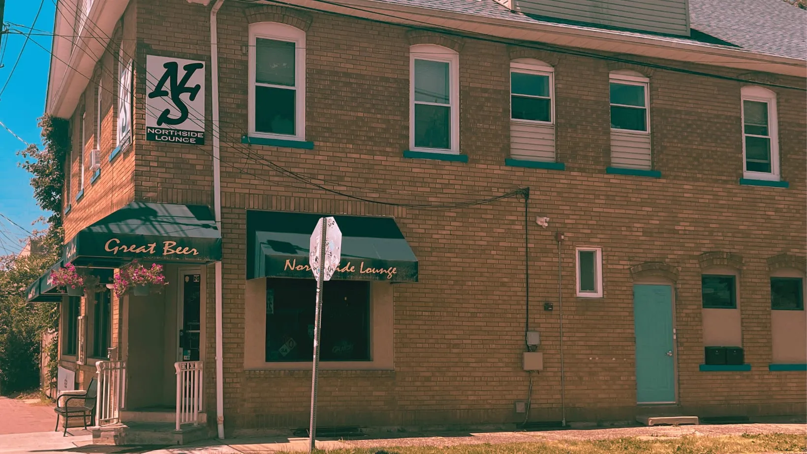 The brick Northside Lounge building in Manville, home of Brooks Brewery