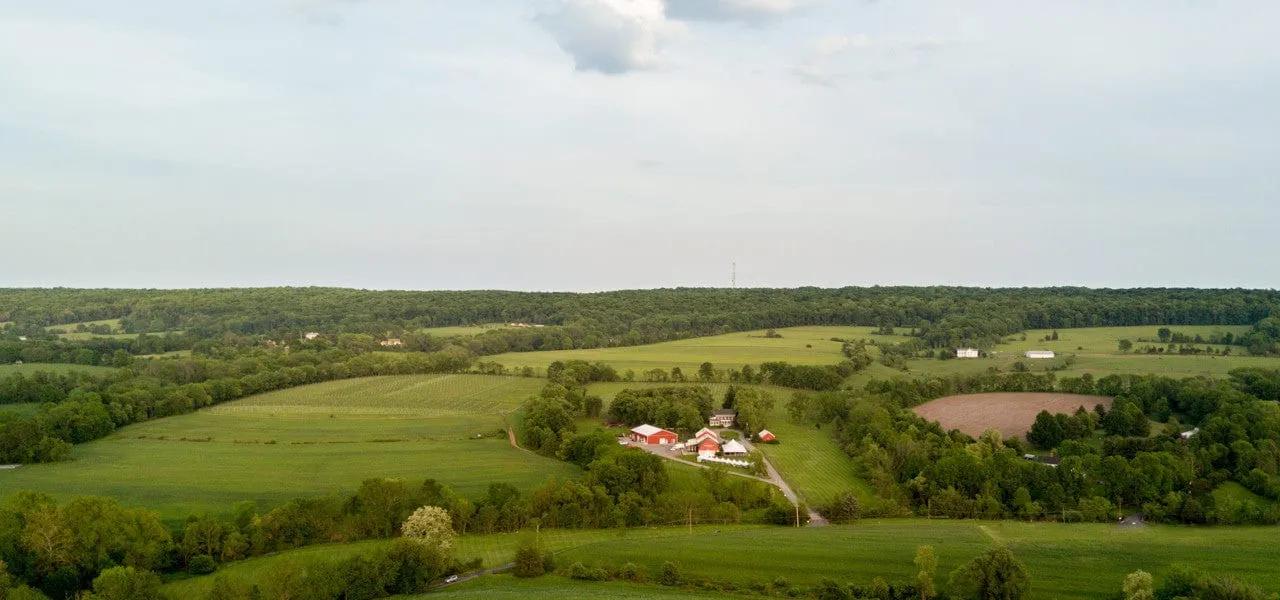 Rolling Hunterdon farmland seen from Unionville Vineyards